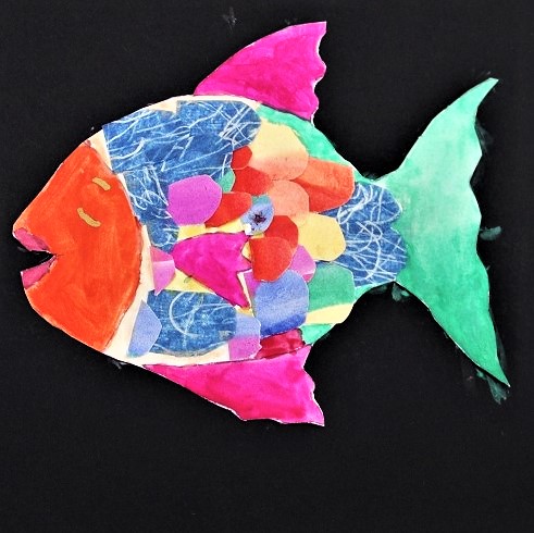 A fish made with different coloured paper