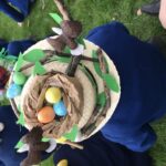 an easter bonnet with toy birds